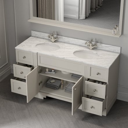 Grosvenor Matt Stone Carrara Marble Vanity Unit 1600mm