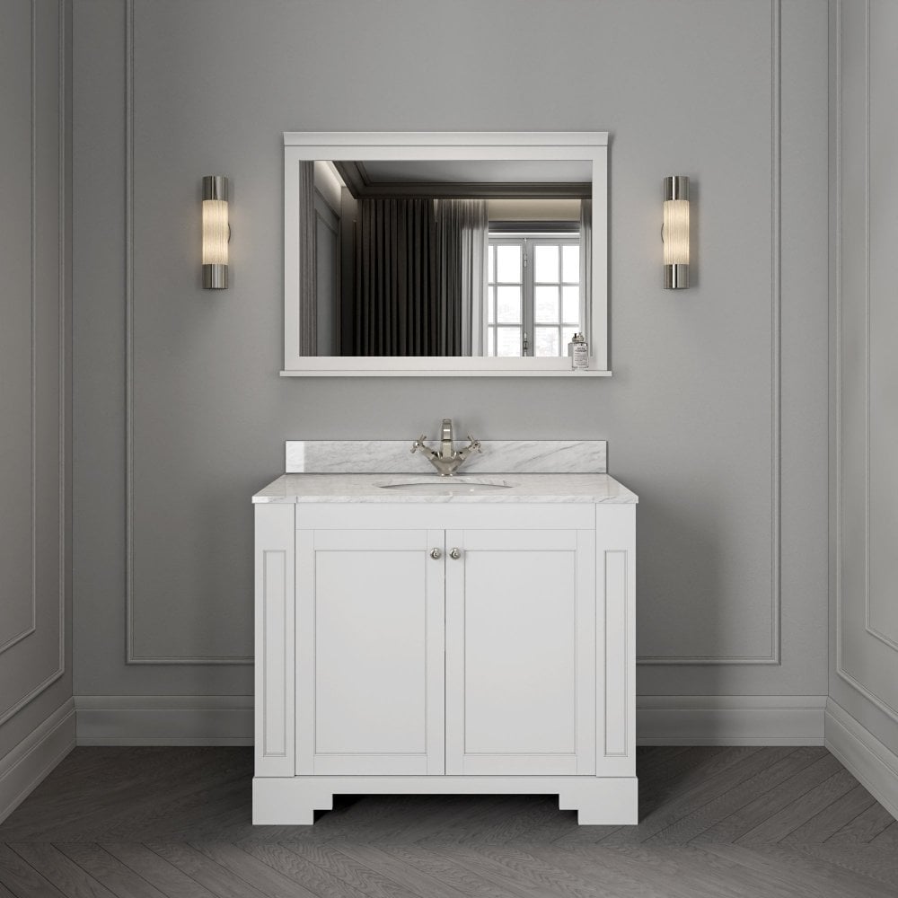 Grosvenor Matt White Carrara Marble Vanity Unit 1000mm