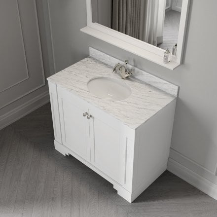 Grosvenor Matt White Carrara Marble Vanity Unit 1000mm
