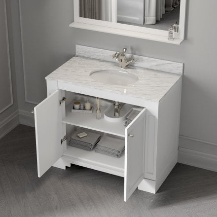 Grosvenor Matt White Carrara Marble Vanity Unit 1000mm