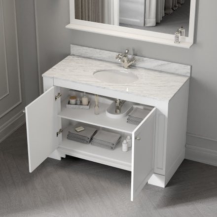Grosvenor Matt White Carrara Marble Vanity Unit 1200mm