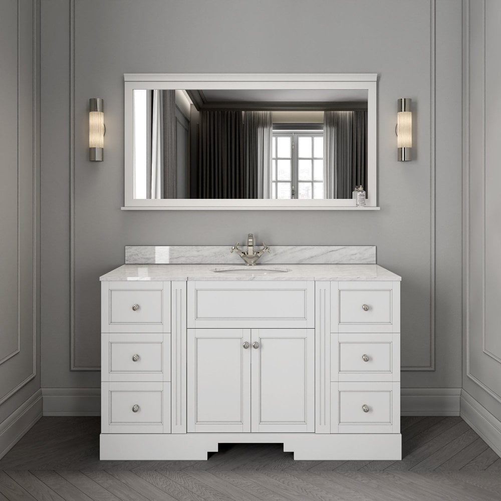 Grosvenor Matt White Carrara Marble Vanity Unit 1400mm