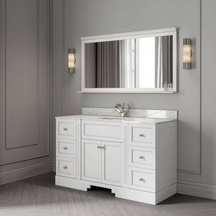 Grosvenor Matt White Carrara Marble Vanity Unit 1400mm