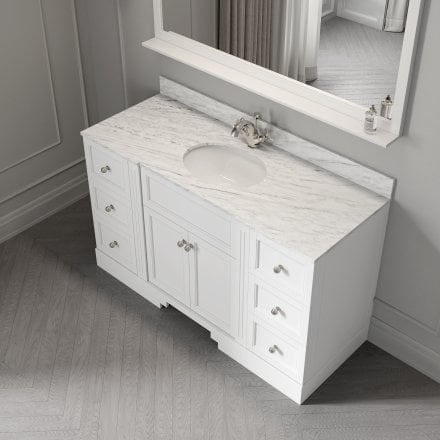 Grosvenor Matt White Carrara Marble Vanity Unit 1400mm