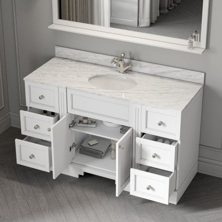 Grosvenor Matt White Carrara Marble Vanity Unit 1400mm