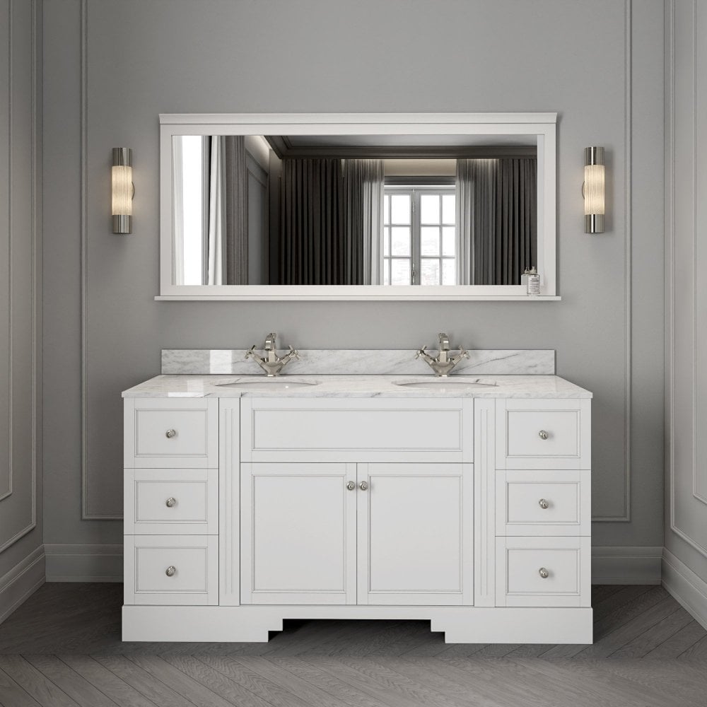 Grosvenor Matt White Carrara Marble Vanity Unit 1600mm