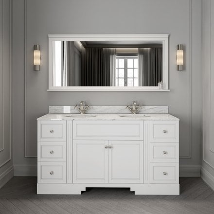 Grosvenor Matt White Carrara Marble Vanity Unit 1600mm