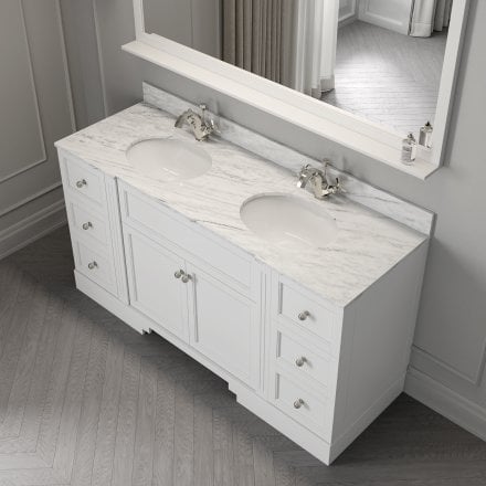 Grosvenor Matt White Carrara Marble Vanity Unit 1600mm