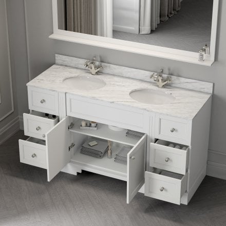 Grosvenor Matt White Carrara Marble Vanity Unit 1600mm