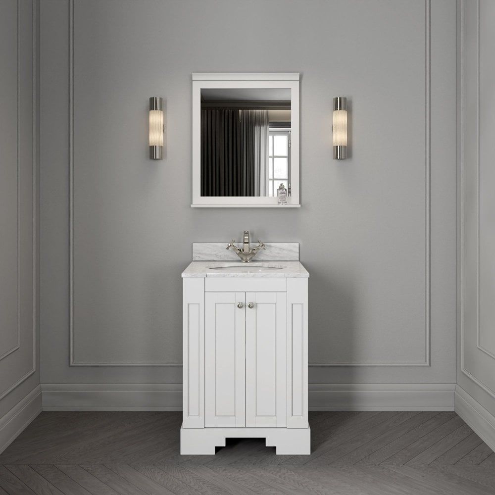 Grosvenor Matt White Carrara Marble Vanity Unit 600mm