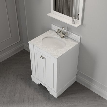 Grosvenor Matt White Carrara Marble Vanity Unit 600mm