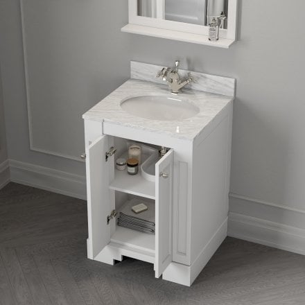 Grosvenor Matt White Carrara Marble Vanity Unit 600mm