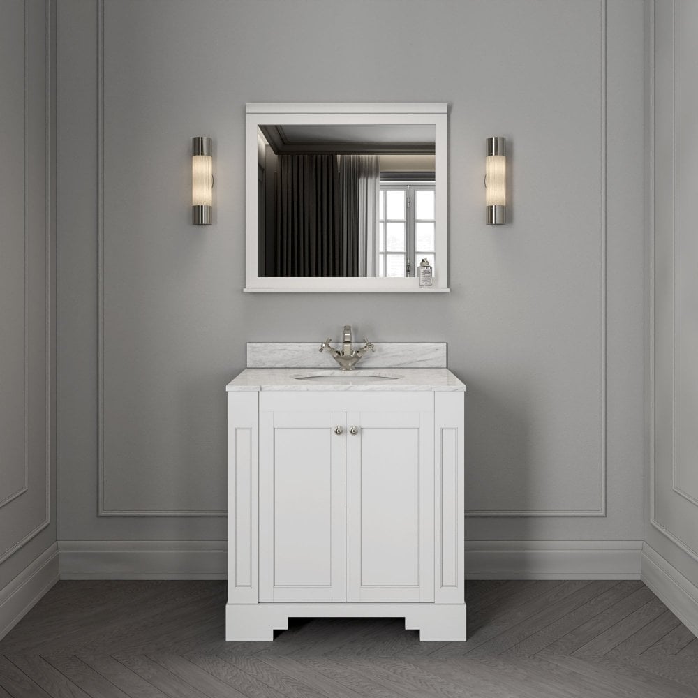 Grosvenor Matt White Carrara Marble Vanity Unit 800mm