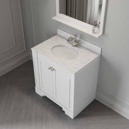 Grosvenor Matt White Carrara Marble Vanity Unit 800mm