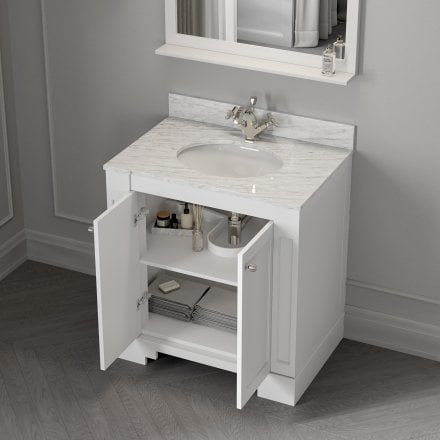 Grosvenor Matt White Carrara Marble Vanity Unit 800mm