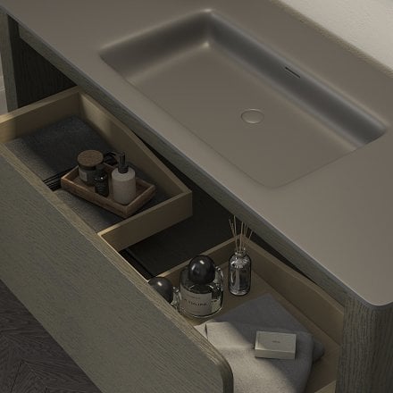 Jumeirah Vanity Unit with Stone Basin (Dark Oak 1200mm)