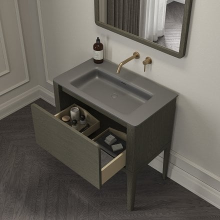 Jumeirah Vanity Unit with Stone Basin (Dark Oak 800mm)