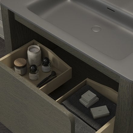 Jumeirah Vanity Unit with Stone Basin (Dark Oak 800mm)