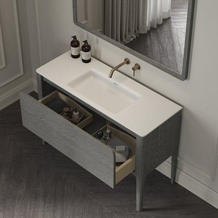 Jumeirah Vanity Unit with Stone Basin (Grey Oak 1200mm)