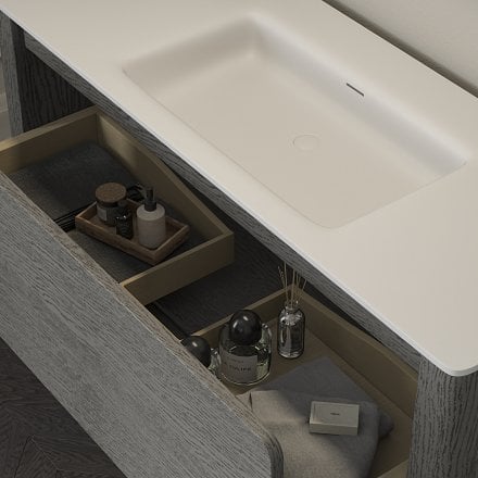 Jumeirah Vanity Unit with Stone Basin (Grey Oak 1200mm)