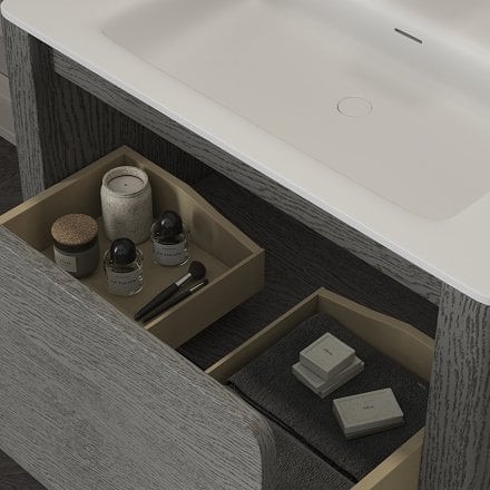 Jumeirah Vanity Unit with Stone Basin (Grey Oak 800mm)