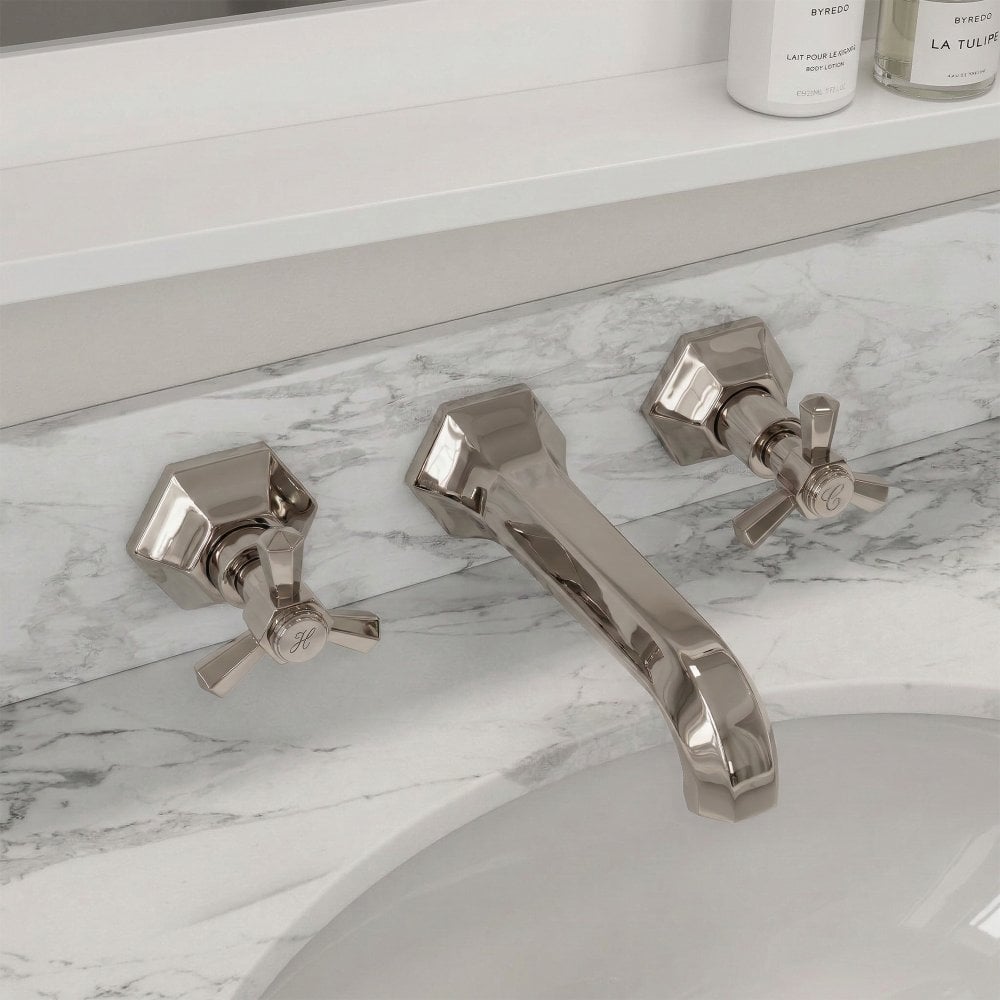 Kensington Polished Nickel Wall Mounted Basin Mixer Tap