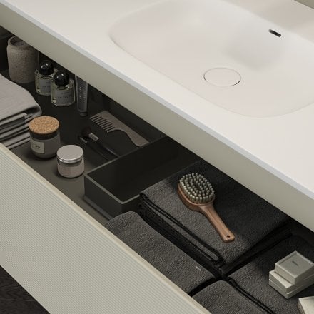 Kleber Fluted Vanity Unit with Stone Basin (Olive 1200mm)