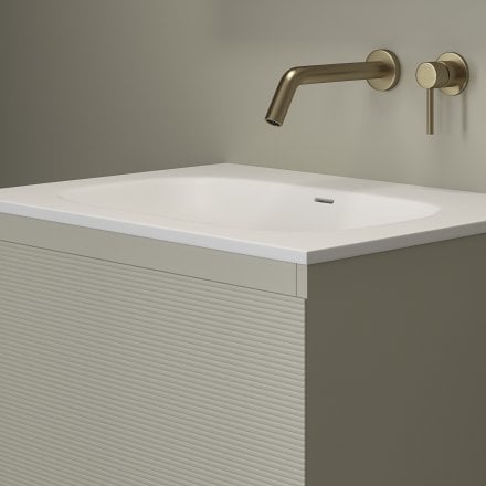 Kleber Fluted Vanity Unit with Stone Basin (Olive 600mm)