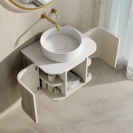 Lanesborough Vanity Unit with Stone Basin (Chalk 600mm)