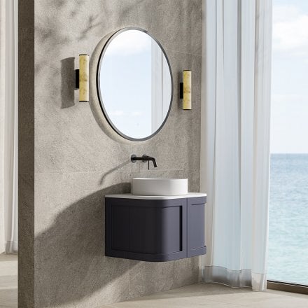 Lanesborough Vanity Unit with Stone Basin (Dark Blue 600mm)
