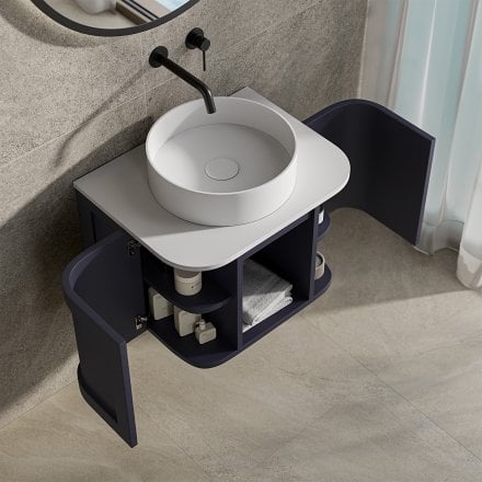 Lanesborough Vanity Unit with Stone Basin (Dark Blue 600mm)