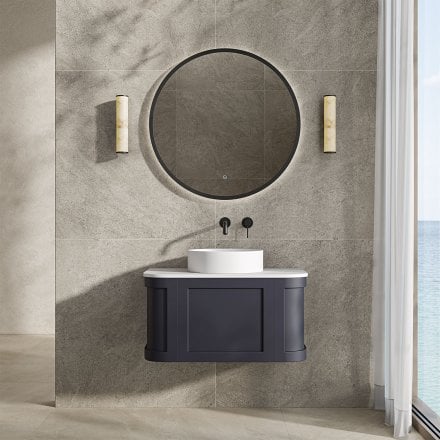 Lanesborough Vanity Unit with Stone Basin (Dark Blue 800mm)
