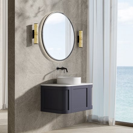 Lanesborough Vanity Unit with Stone Basin (Dark Blue 800mm)