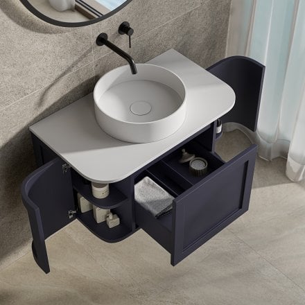 Lanesborough Vanity Unit with Stone Basin (Dark Blue 800mm)