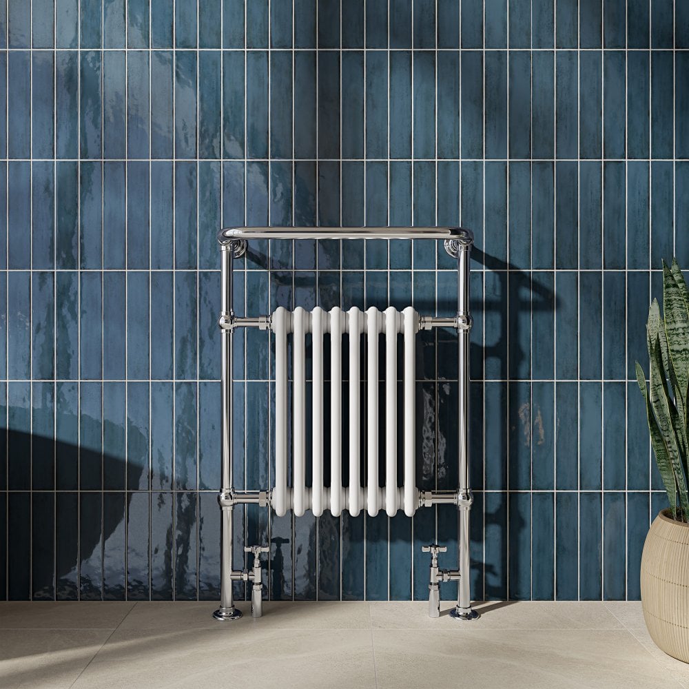 Larissa Traditional Polished Chrome & White Towel Warmer Radiator Frame Set 952mm