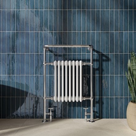 Larissa Traditional Polished Chrome & White Towel Warmer Radiator Frame Set 952mm