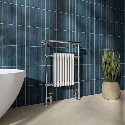 Larissa Traditional Polished Chrome & White Towel Warmer Radiator Frame Set 952mm