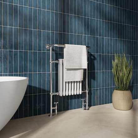 Larissa Traditional Polished Chrome & White Towel Warmer Radiator Frame Set 952mm