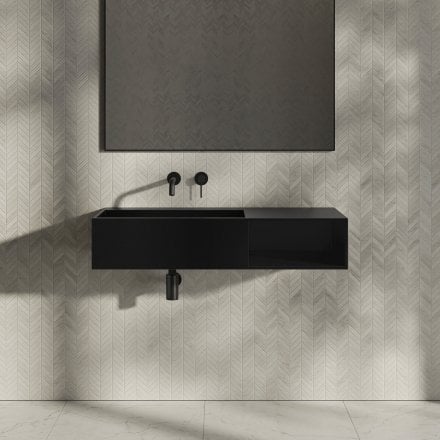 Levante Matt Black Stone Basin 1000mm
