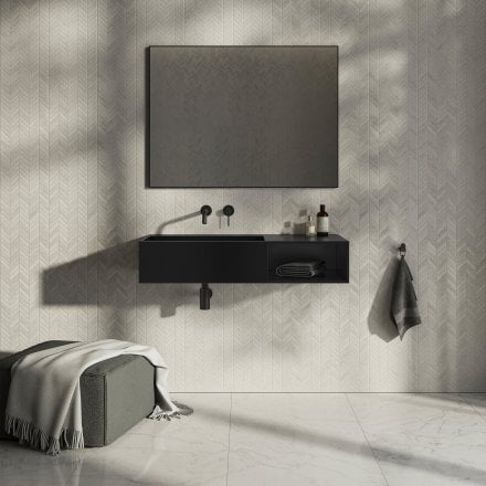 Levante Matt Black Stone Basin 1000mm