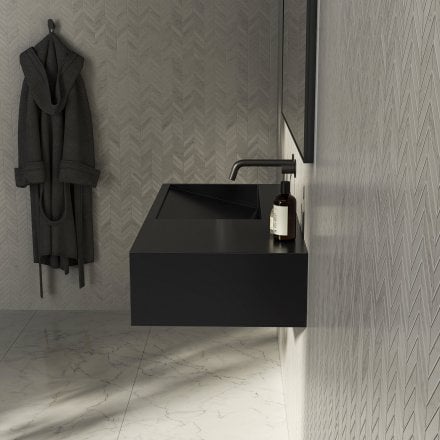 Levante Matt Black Stone Basin 1000mm