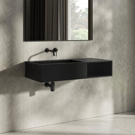 Levante Matt Black Stone Basin 1000mm