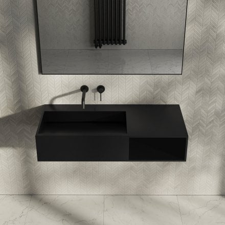 Levante Matt Black Stone Basin 1000mm