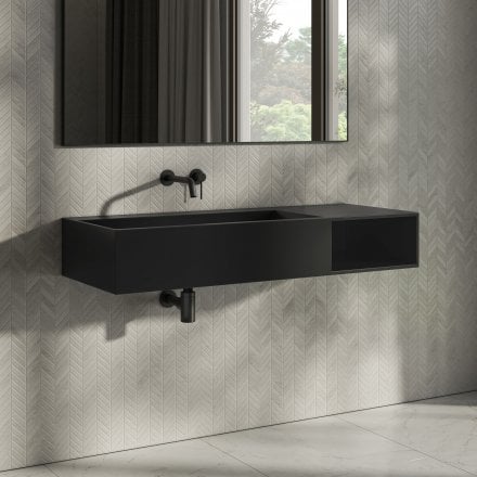 Levante Matt Black Stone Basin 1200mm
