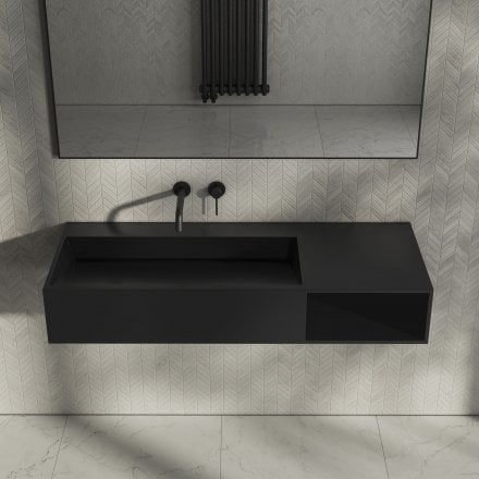 Levante Matt Black Stone Basin 1200mm