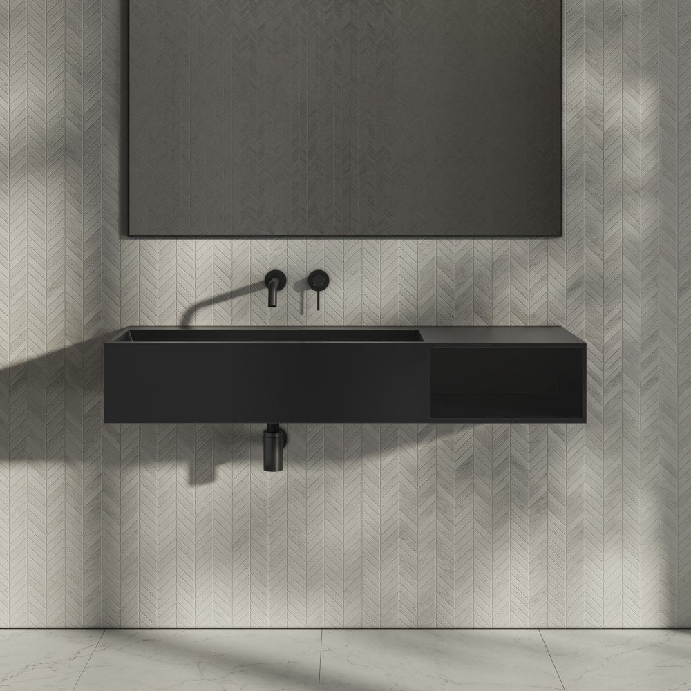 Levante Matt Black Stone Basin 1200mm
