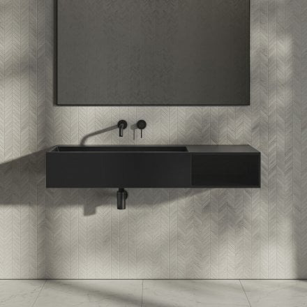Levante Matt Black Stone Basin 1200mm