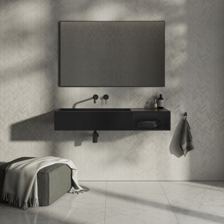 Levante Matt Black Stone Basin 1200mm