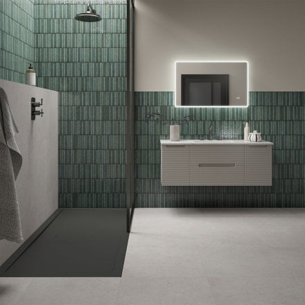 Emerald Gloss - Elara Smooth Linear Ceramic Wall Tile 350 x 350mm
