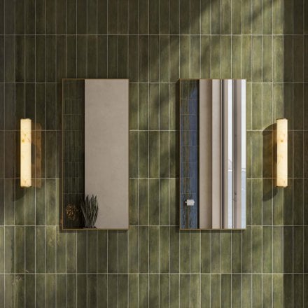 Lucenti Alabaster Slender Cylinder Brushed Gold Wall Sconce 400mm